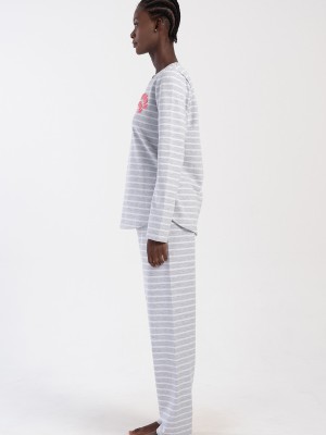 Woman Two Yarn Pine Big Size O Neck Long Sleeve Pyjama Set Woman Two Yarn Pine Big Size O Neck Long Sleeve Pyjama Set