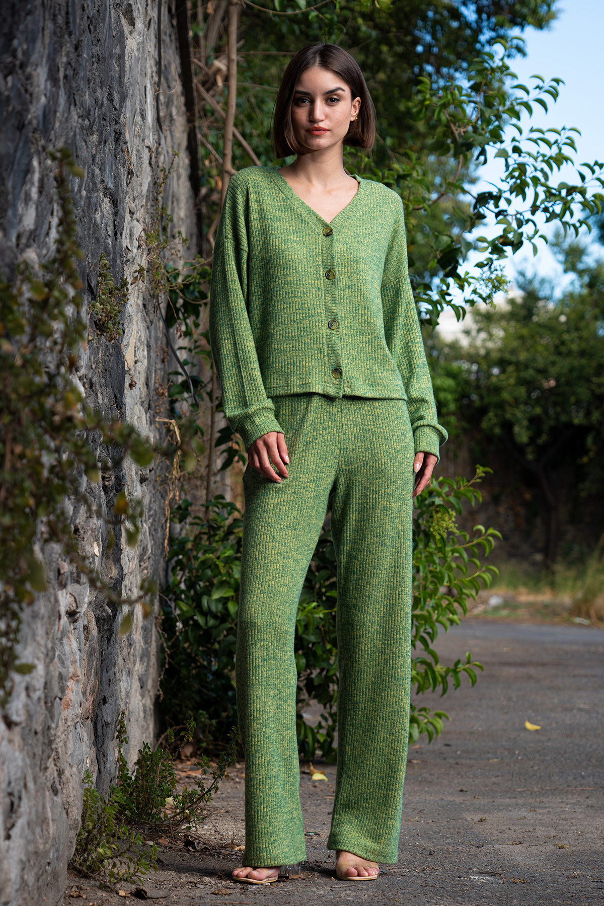 Woman Lycra Camisole Greeny Pant Set Woman Lycra Camisole Greeny Pant Set