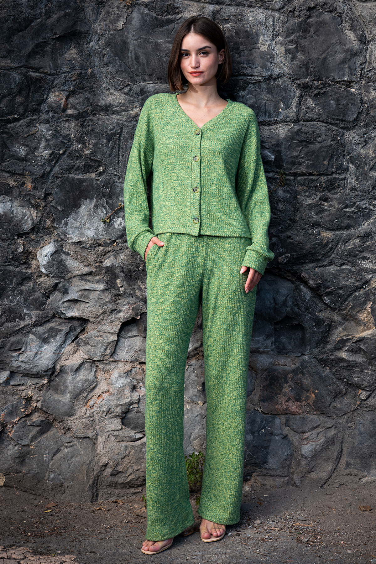 Woman Lycra Camisole Greeny Pant Set Woman Lycra Camisole Greeny Pant Set