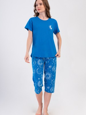 Woman Nighty Sax Capri Set Woman Nighty Sax Capri Set