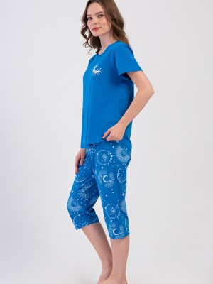 Woman Nighty Sax Capri Set Woman Nighty Sax Capri Set