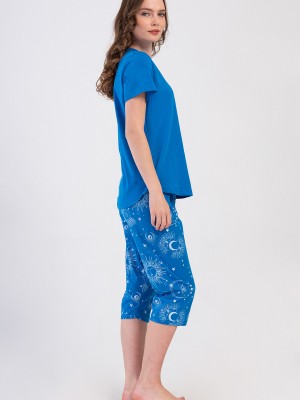 Woman Nighty Sax Capri Set Woman Nighty Sax Capri Set