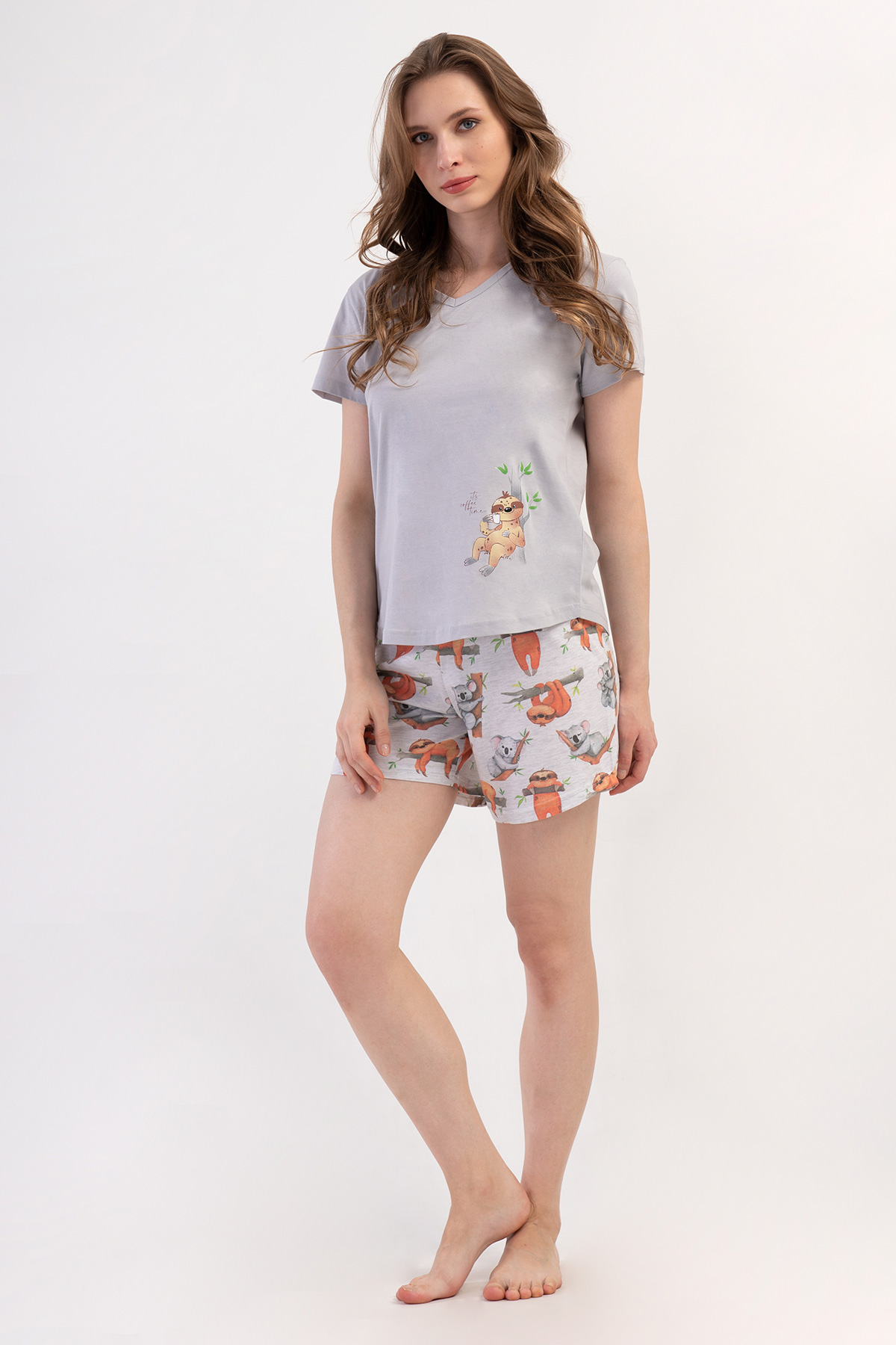 Woman Supreme Catta V Neck Short Set Woman Supreme Catta V Neck Short Set