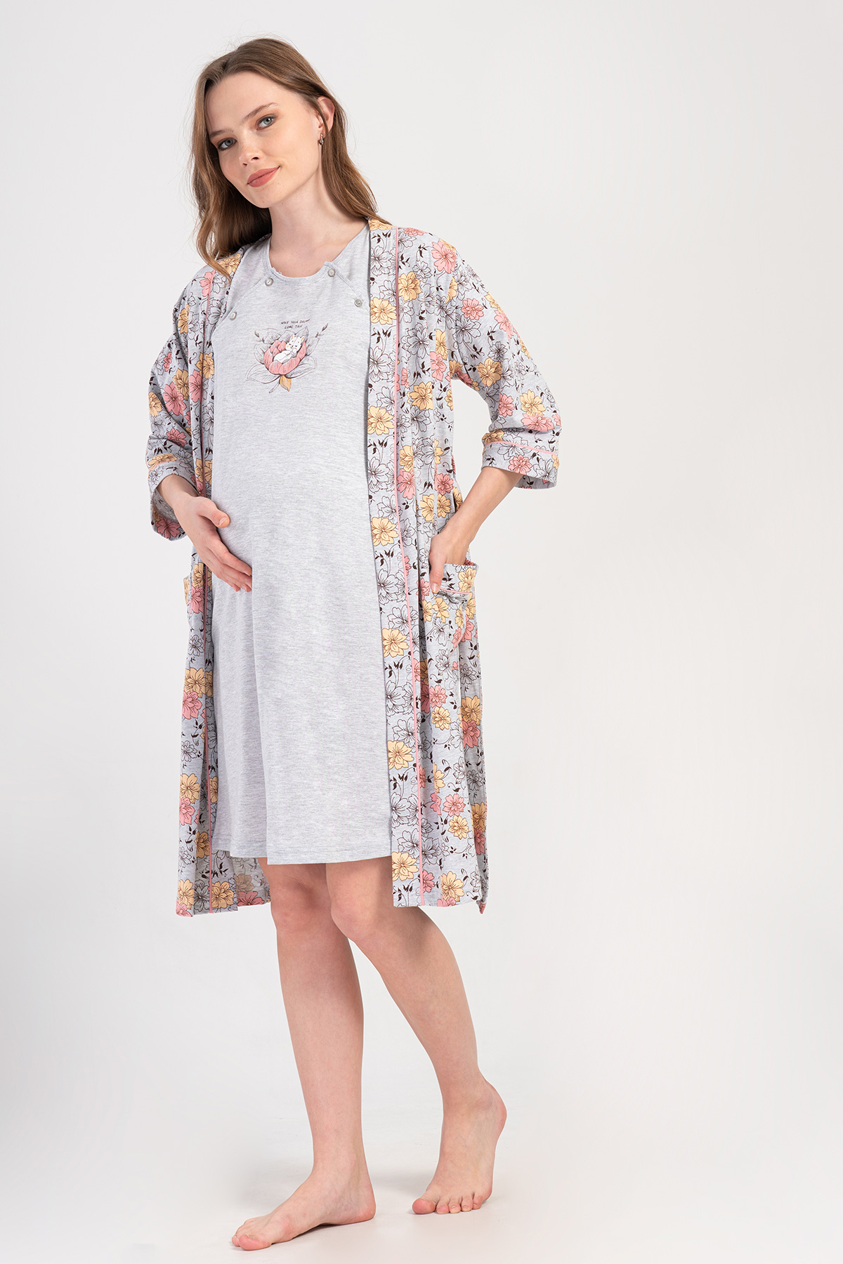 Woman Supreme Voba Pregnant Dressing Gown Set Woman Supreme Voba Pregnant Dressing Gown Set