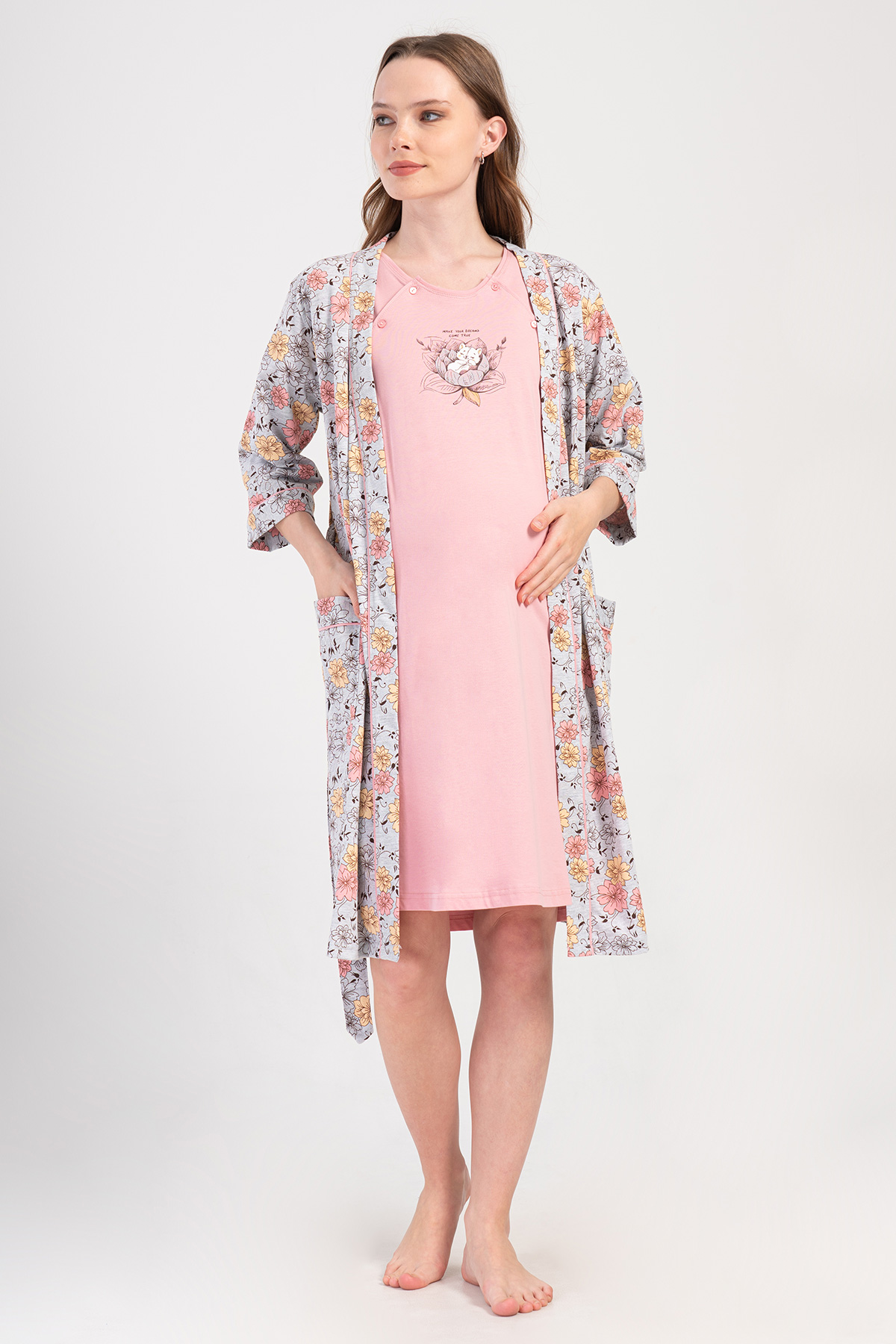 Woman Supreme Voba Pregnant Dressing Gown Set Woman Supreme Voba Pregnant Dressing Gown Set