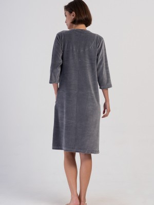 Woman Velvet Zipper Detail Poor Sleevee Home Dress Woman Velvet Zipper Detail Poor Sleevee Home Dress