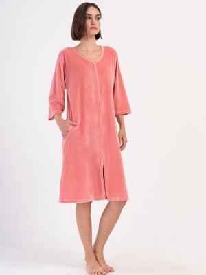 Woman Pink Velvet Big Size Home Dress Woman Pink Velvet Big Size Home Dress