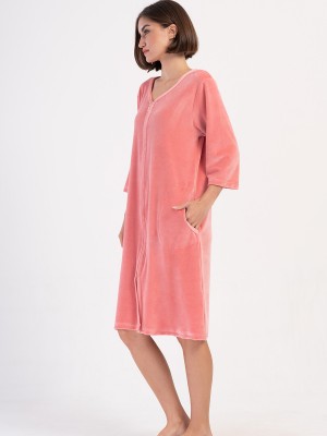 Woman Pink Velvet Big Size Home Dress Woman Pink Velvet Big Size Home Dress