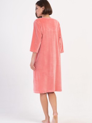 Woman Pink Velvet Big Size Home Dress Woman Pink Velvet Big Size Home Dress