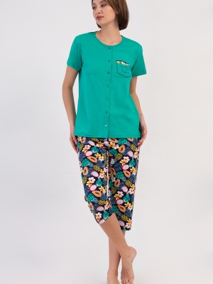 Woman Supreme Sola Buttoned Capri Set Woman Supreme Sola Buttoned Capri Set