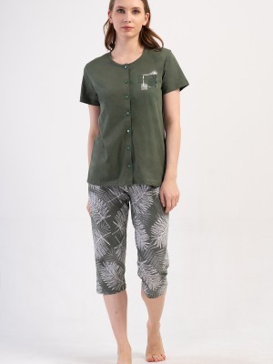 Woman Supreme Cena Buttoned Capri Set Woman Supreme Cena Buttoned Capri Set