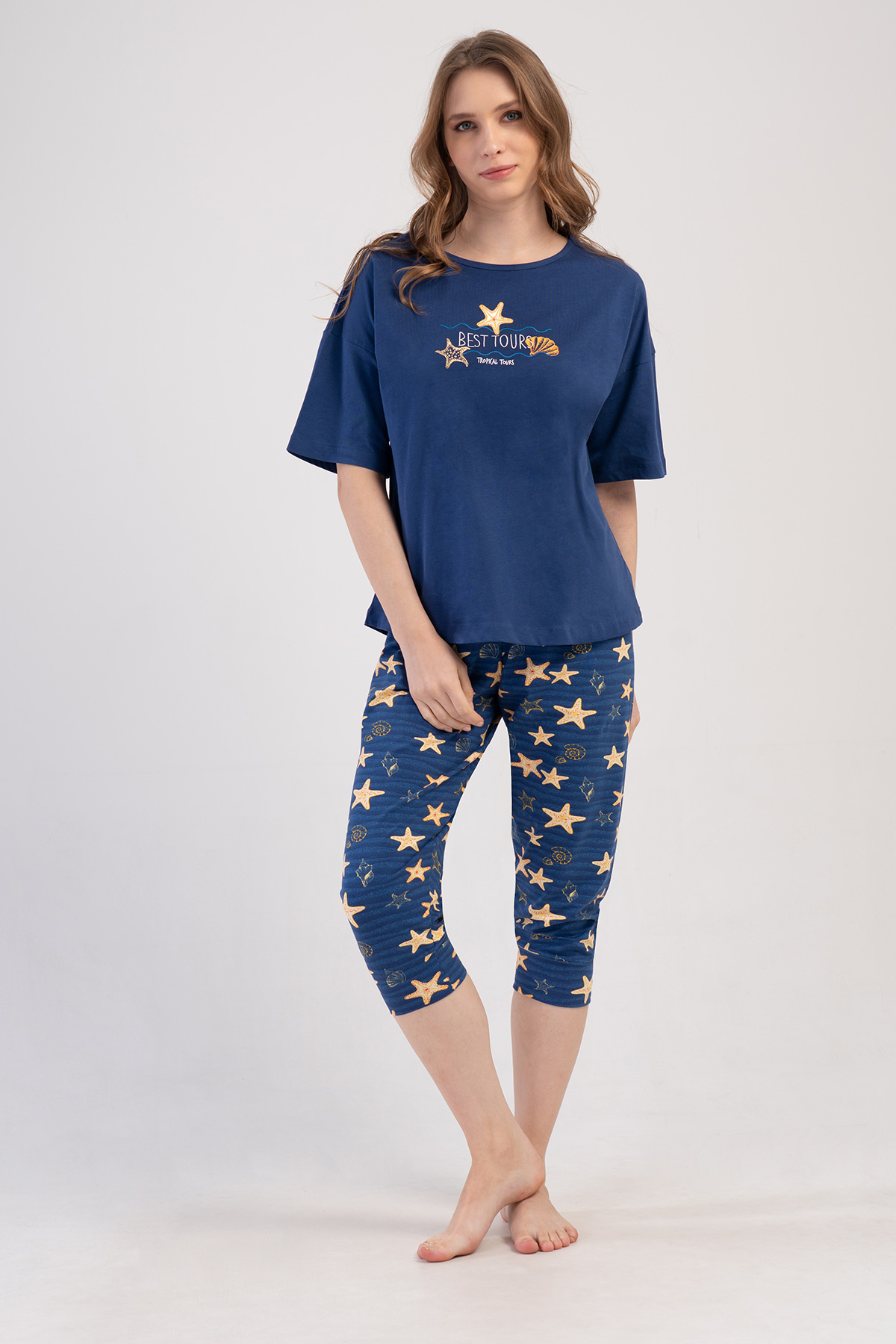 Woman Lycra Supreme Big Size Sarra Capri Set Woman Lycra Supreme Big Size Sarra Capri Set