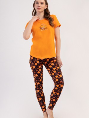 Woman Lycra Supreme Orangey Pyjama Set Woman Lycra Supreme Orangey Pyjama Set