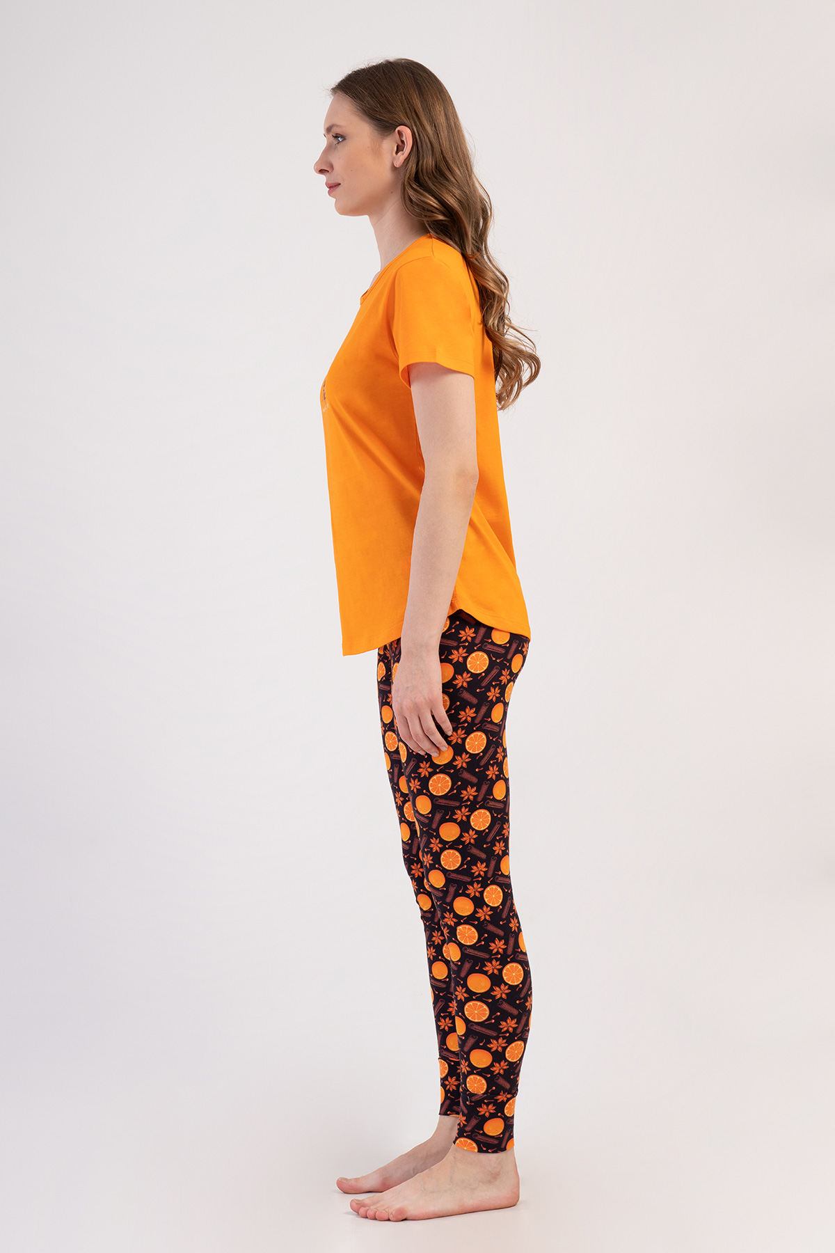 Woman Lycra Supreme Orangey Pyjama Set Woman Lycra Supreme Orangey Pyjama Set