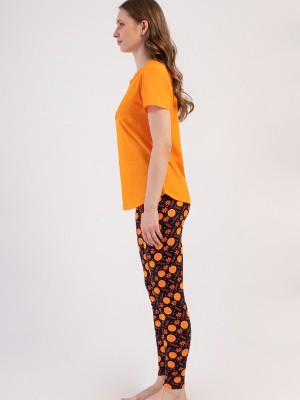 Woman Lycra Supreme Orangey Pyjama Set Woman Lycra Supreme Orangey Pyjama Set