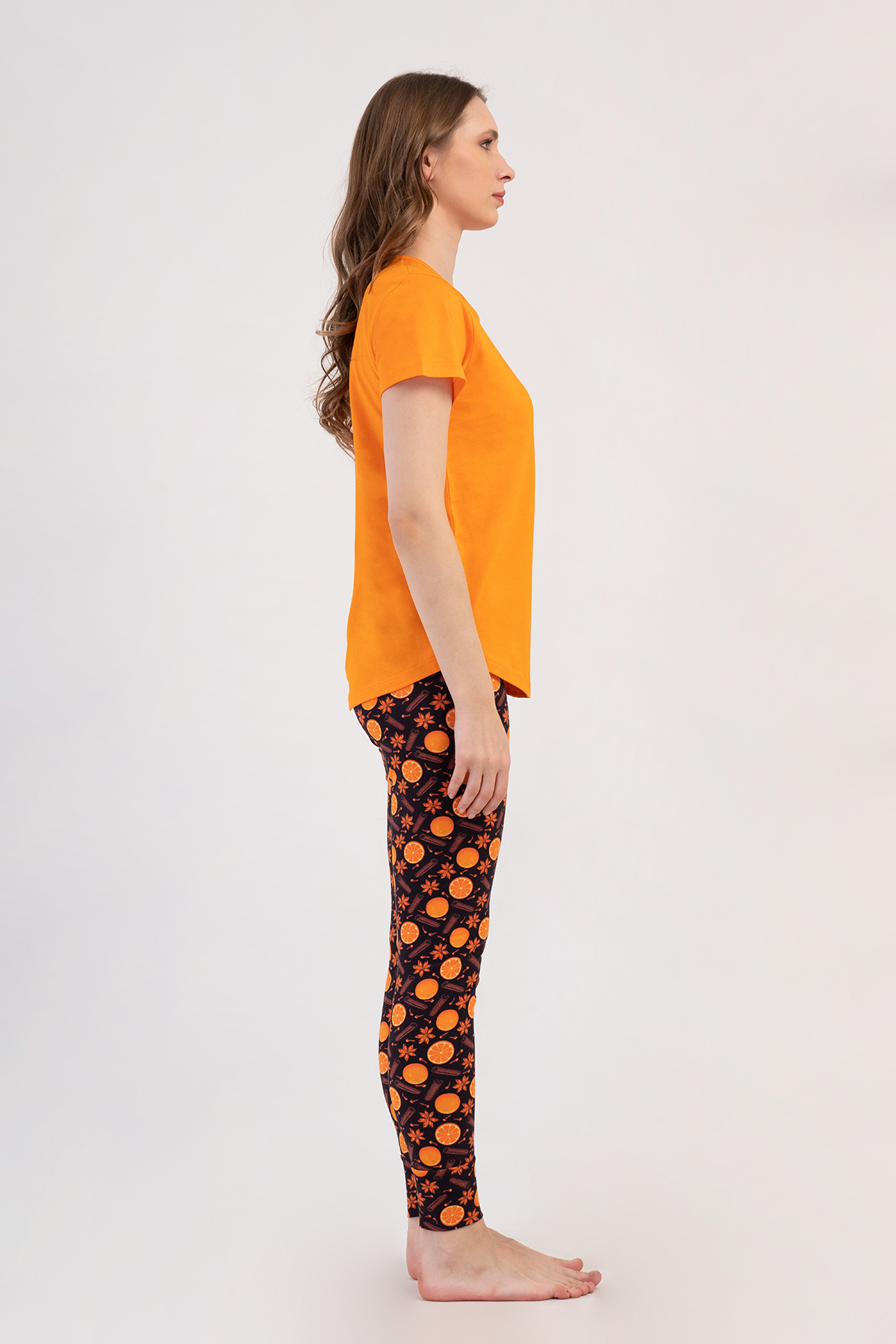 Woman Lycra Supreme Orangey Pyjama Set Woman Lycra Supreme Orangey Pyjama Set