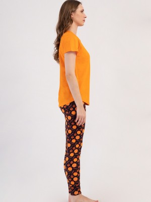 Woman Lycra Supreme Orangey Pyjama Set Woman Lycra Supreme Orangey Pyjama Set