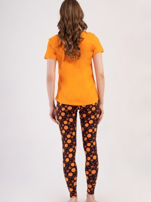 Woman Lycra Supreme Orangey Pyjama Set Woman Lycra Supreme Orangey Pyjama Set