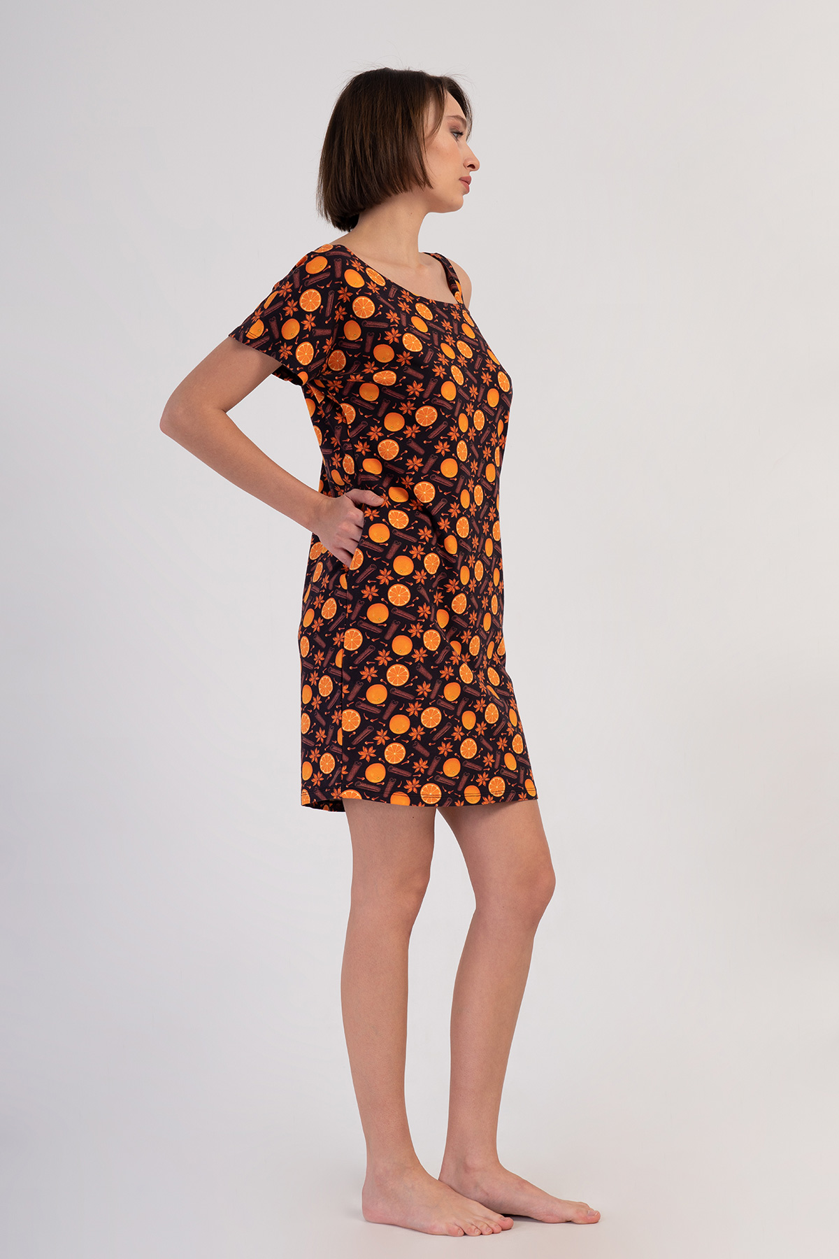 Woman Lycra Supreme Wide Collar Orangey Tunic Woman Lycra Supreme Wide Collar Orangey Tunic