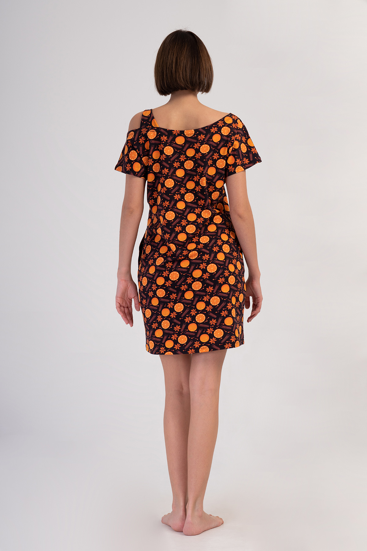 Woman Lycra Supreme Wide Collar Orangey Tunic Woman Lycra Supreme Wide Collar Orangey Tunic