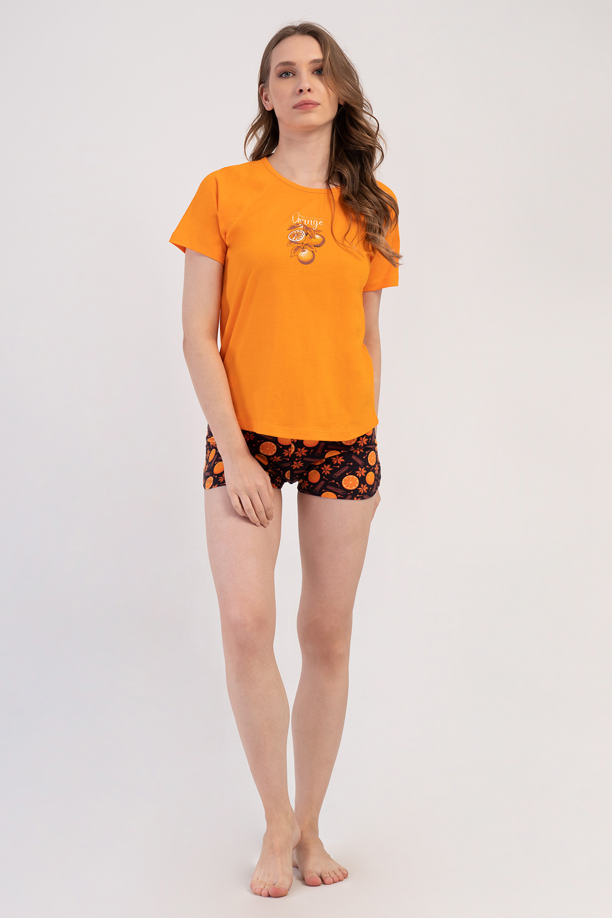 Woman Lycra Supreme Orangey Short Set Woman Lycra Supreme Orangey Short Set