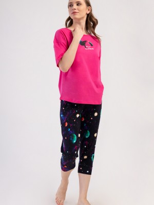 Woman Lycra Supreme Big Size Galaxy Capri Set Woman Lycra Supreme Big Size Galaxy Capri Set