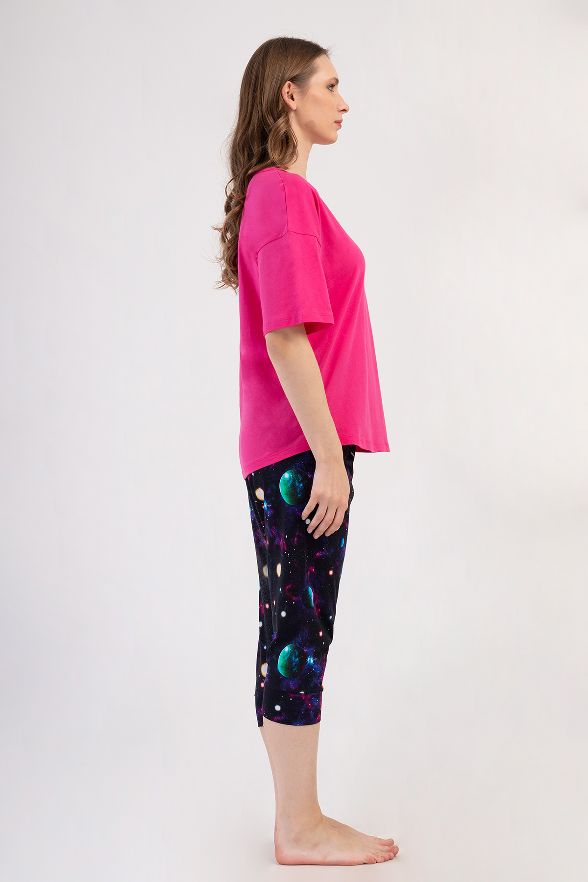Woman Lycra Supreme Big Size Galaxy Capri Set Woman Lycra Supreme Big Size Galaxy Capri Set