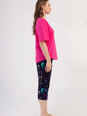 Woman Lycra Supreme Big Size Galaxy Capri Set Woman Lycra Supreme Big Size Galaxy Capri Set