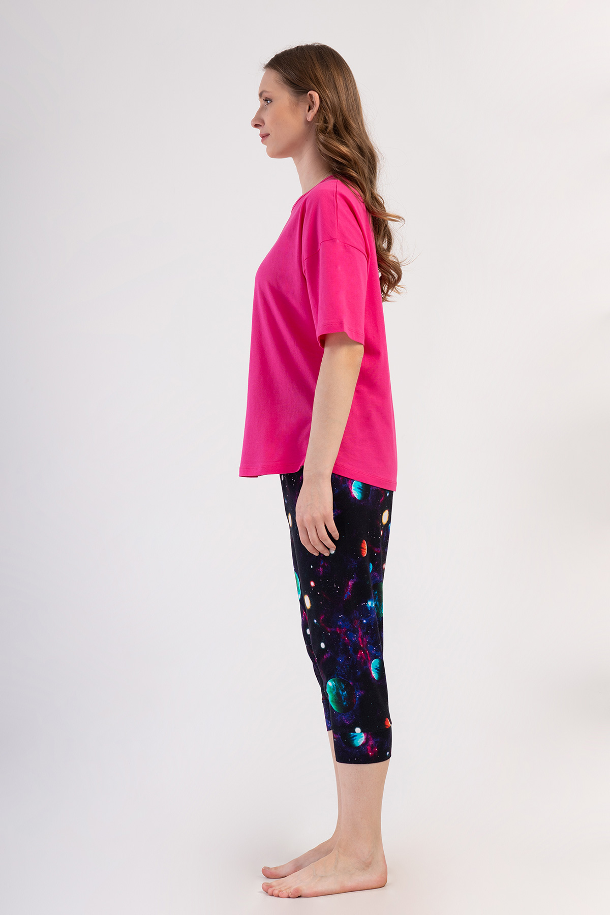 Woman Lycra Supreme Big Size Galaxy Capri Set Woman Lycra Supreme Big Size Galaxy Capri Set