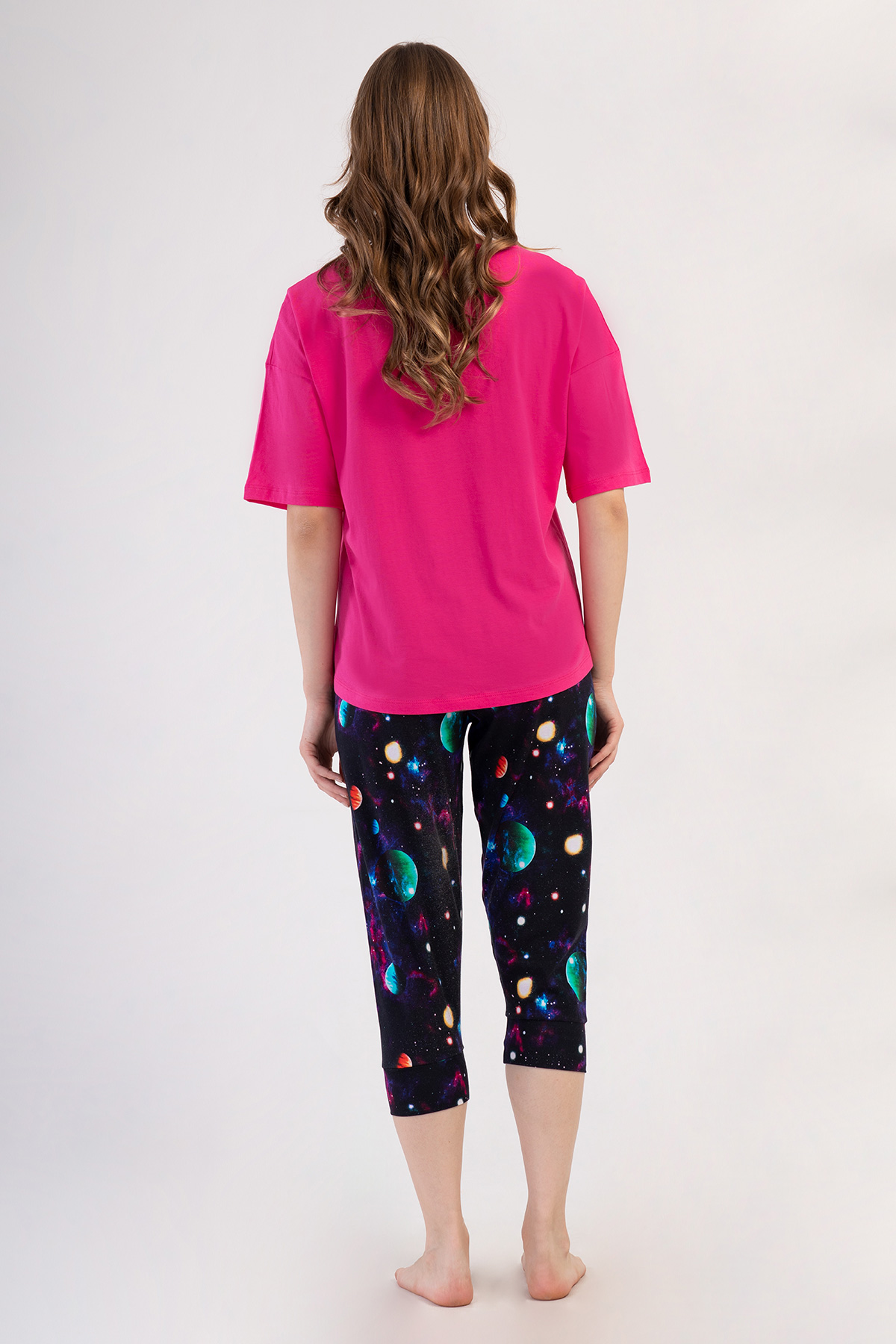 Woman Lycra Supreme Big Size Galaxy Capri Set Woman Lycra Supreme Big Size Galaxy Capri Set