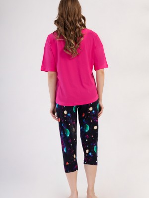Woman Lycra Supreme Big Size Galaxy Capri Set Woman Lycra Supreme Big Size Galaxy Capri Set