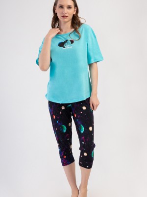 Woman Lycra Supreme Big Size Galaxy Capri Set Woman Lycra Supreme Big Size Galaxy Capri Set