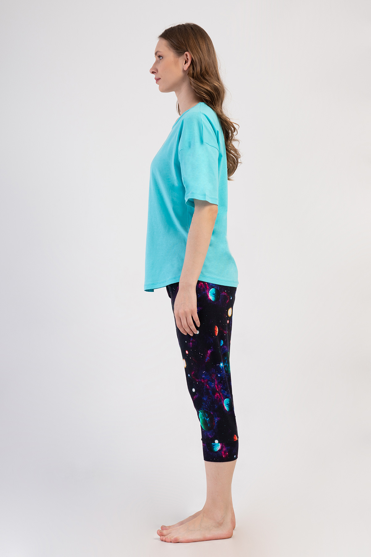 Woman Lycra Supreme Big Size Galaxy Capri Set Woman Lycra Supreme Big Size Galaxy Capri Set