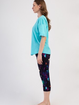 Woman Lycra Supreme Big Size Galaxy Capri Set Woman Lycra Supreme Big Size Galaxy Capri Set