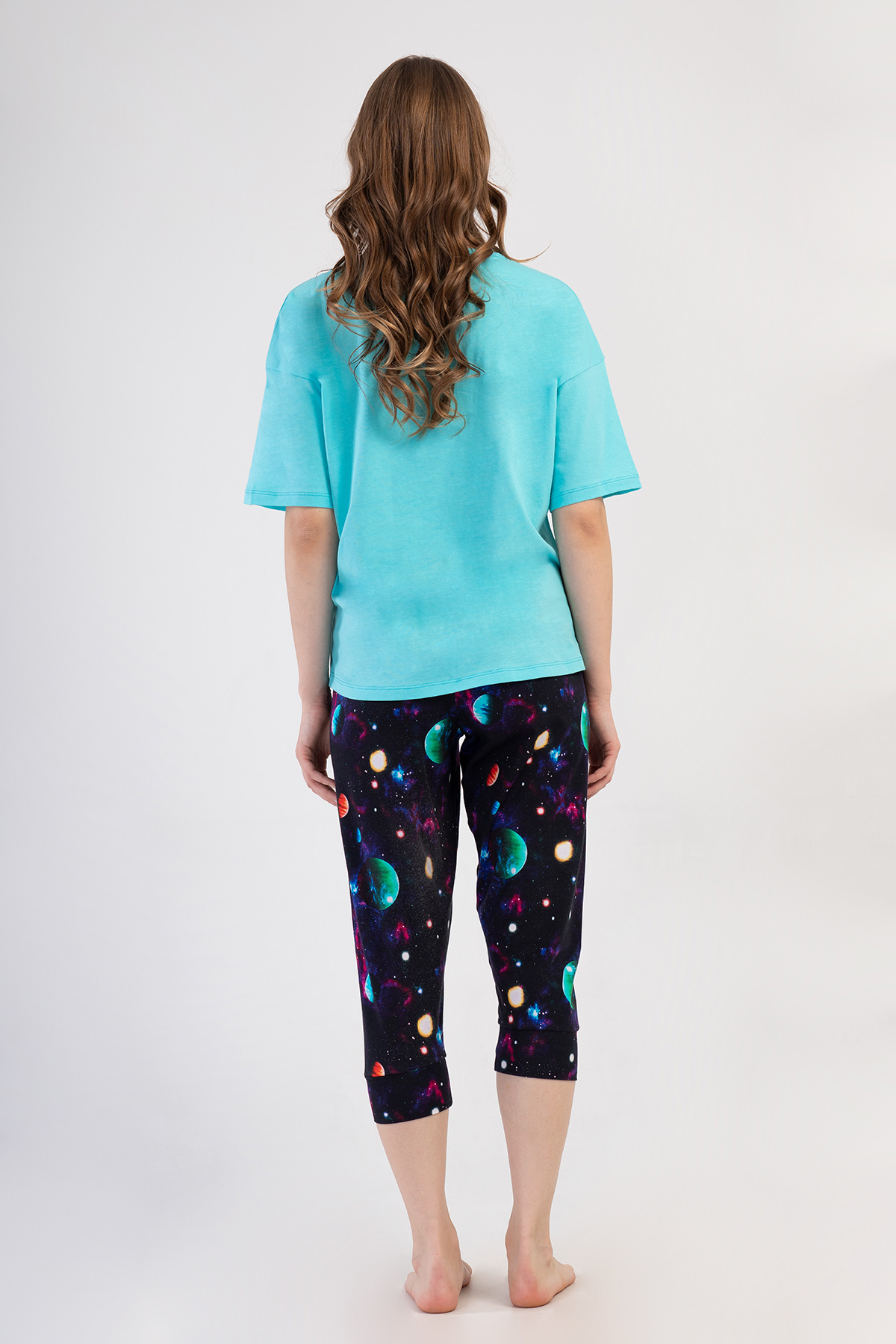 Woman Lycra Supreme Big Size Galaxy Capri Set Woman Lycra Supreme Big Size Galaxy Capri Set