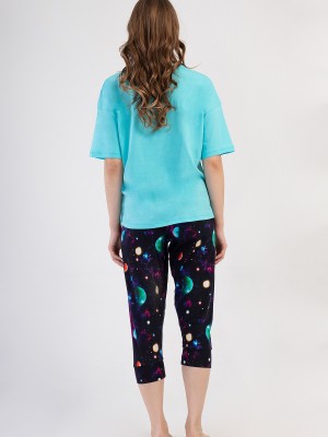 Woman Lycra Supreme Big Size Galaxy Capri Set Woman Lycra Supreme Big Size Galaxy Capri Set