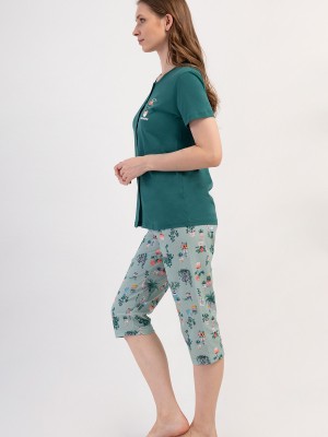 Woman Supreme Kima Buttoned Capri Set Woman Supreme Kima Buttoned Capri Set