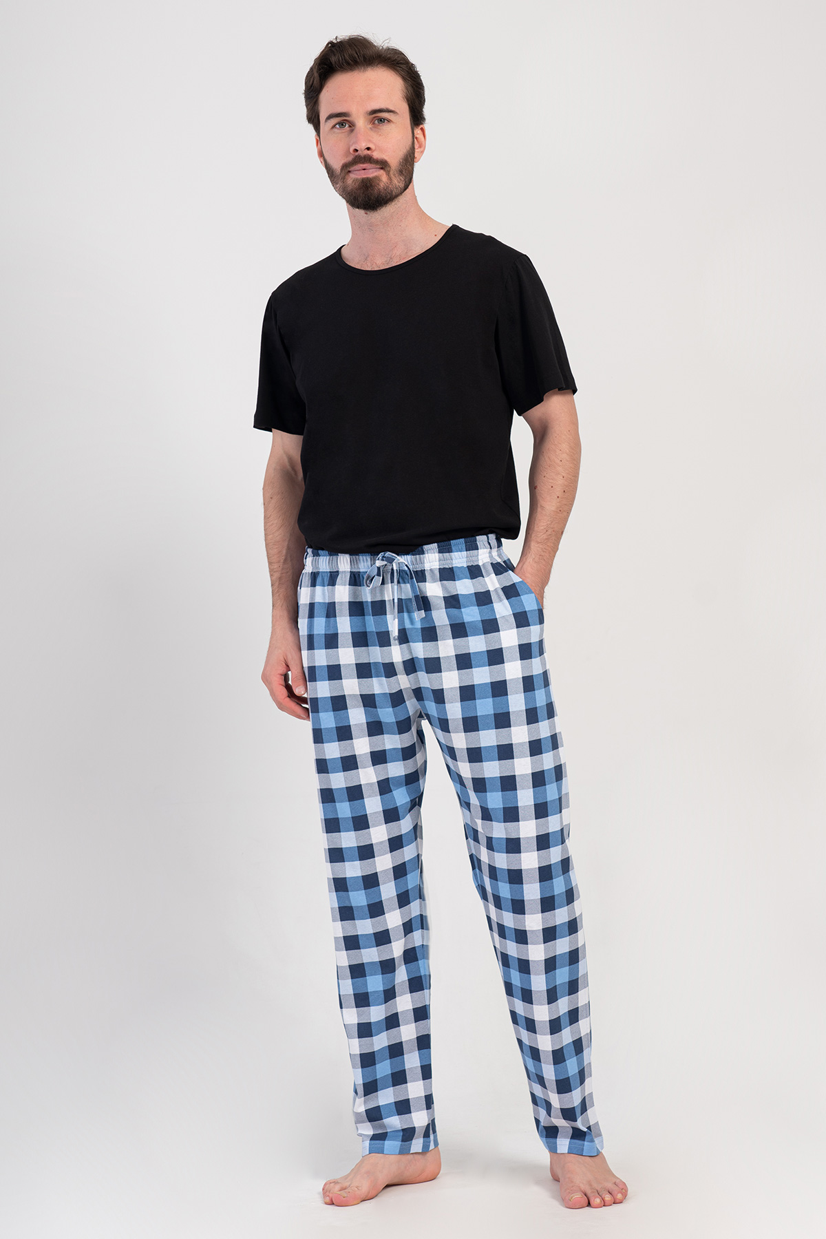 Man Supreme Blue Plaid Pyjama Separate Man Supreme Blue Plaid Pyjama Separate