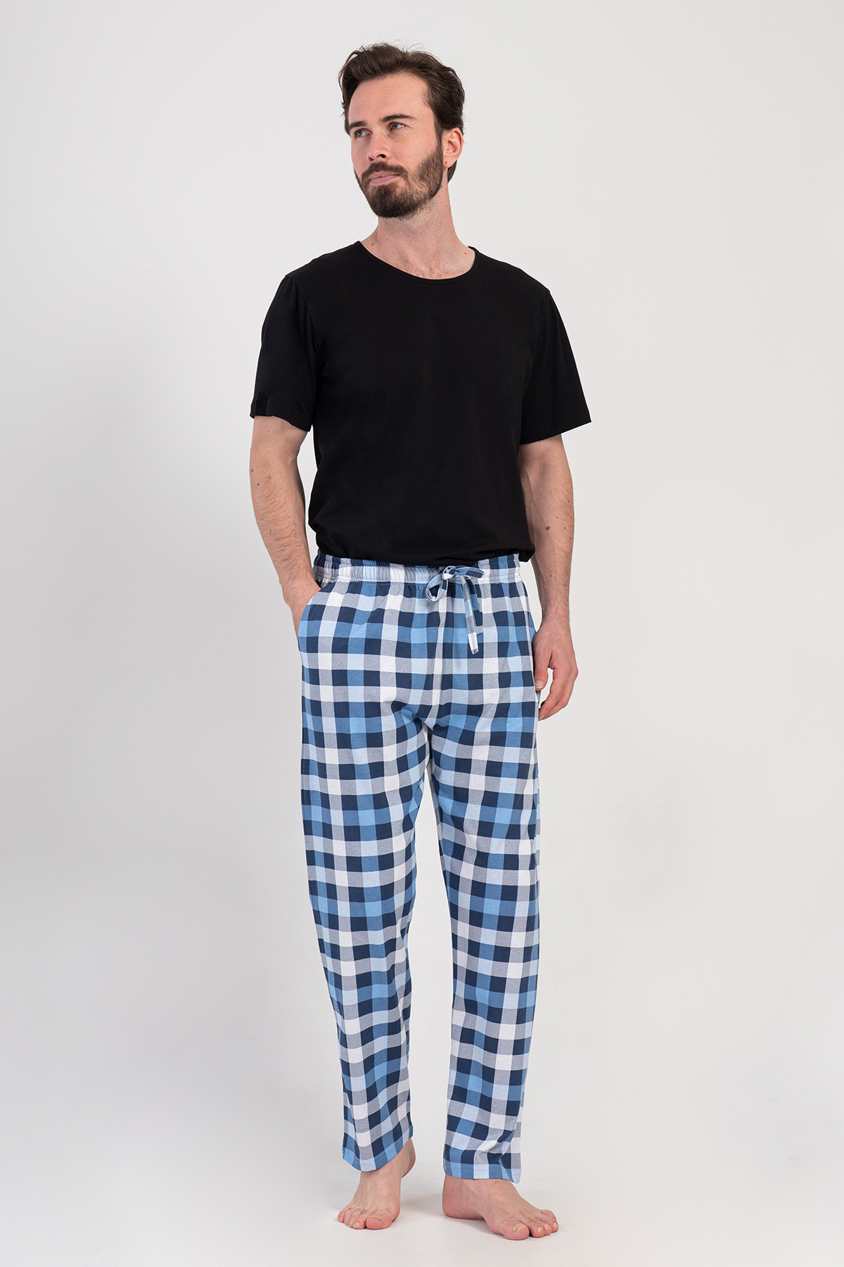 Man Supreme Blue Plaid Pyjama Separate Man Supreme Blue Plaid Pyjama Separate