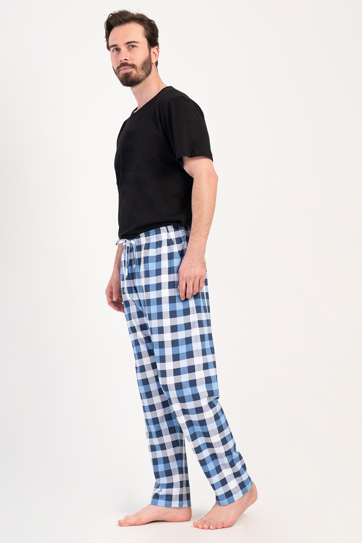 Man Supreme Blue Plaid Pyjama Separate Man Supreme Blue Plaid Pyjama Separate