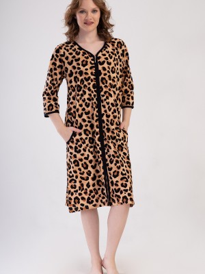 Woman Supreme Big Size Leopard Poor Sleeve Home Dress Woman Supreme Big Size Leopard Poor Sleeve Home Dress