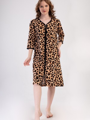 Woman Supreme Big Size Leopard Poor Sleeve Home Dress Woman Supreme Big Size Leopard Poor Sleeve Home Dress