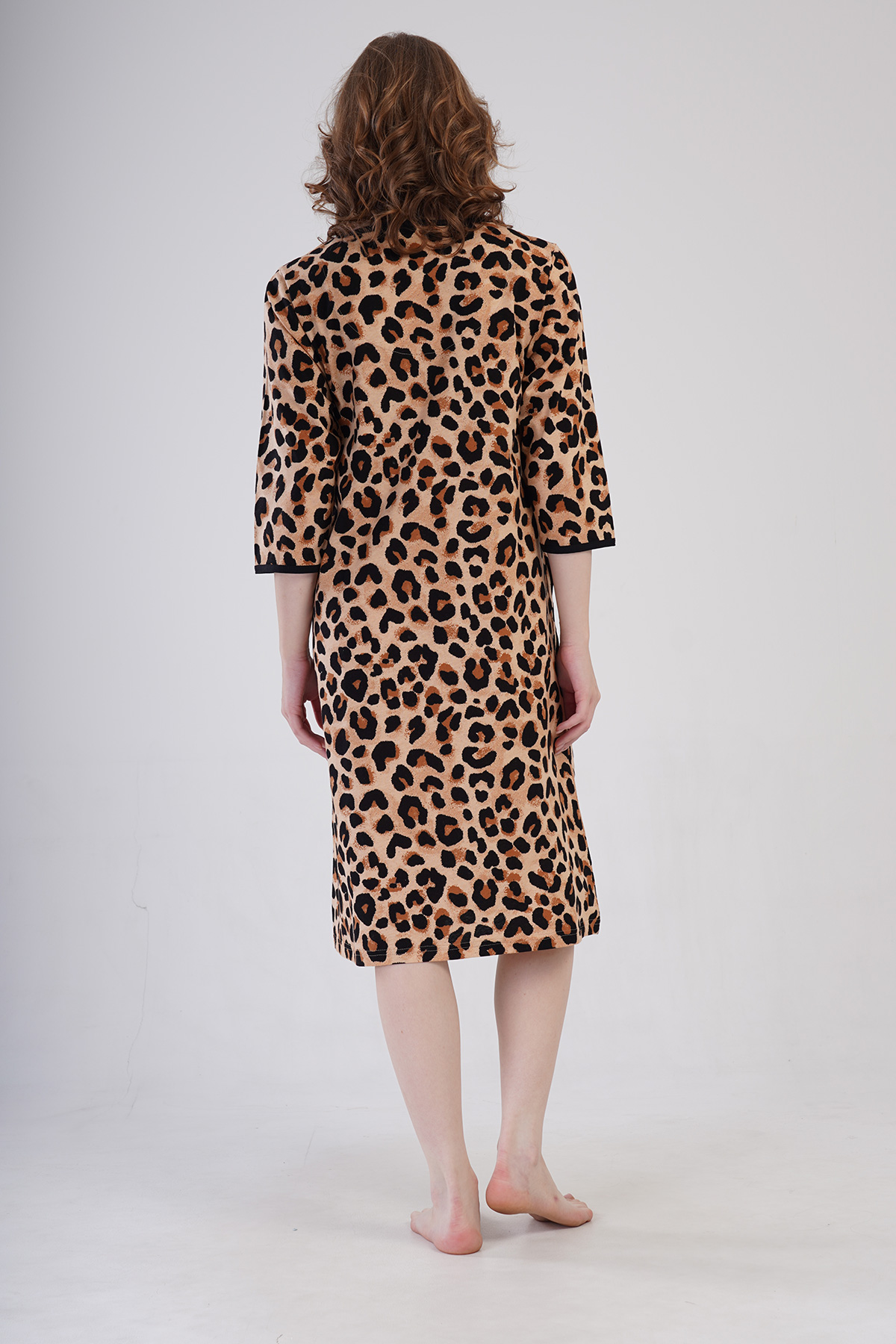 Woman Supreme Big Size Leopard Poor Sleeve Home Dress Woman Supreme Big Size Leopard Poor Sleeve Home Dress