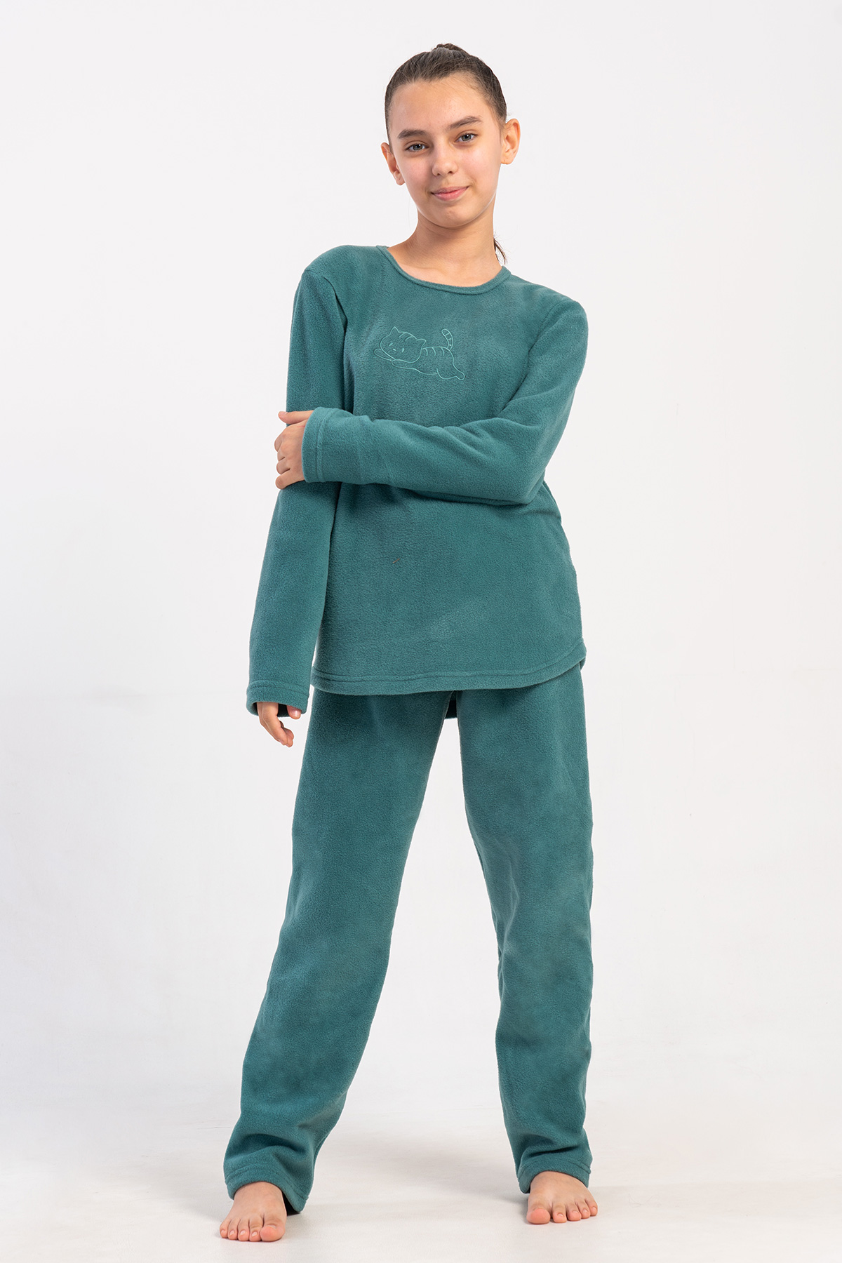 Kids' Girl Fleece Khaki Pyjama Set Kids' Girl Fleece Khaki Pyjama Set