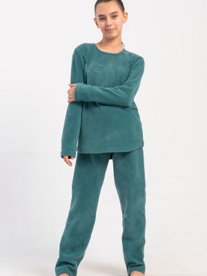 Kids' Girl Fleece Khaki Pyjama Set Kids' Girl Fleece Khaki Pyjama Set