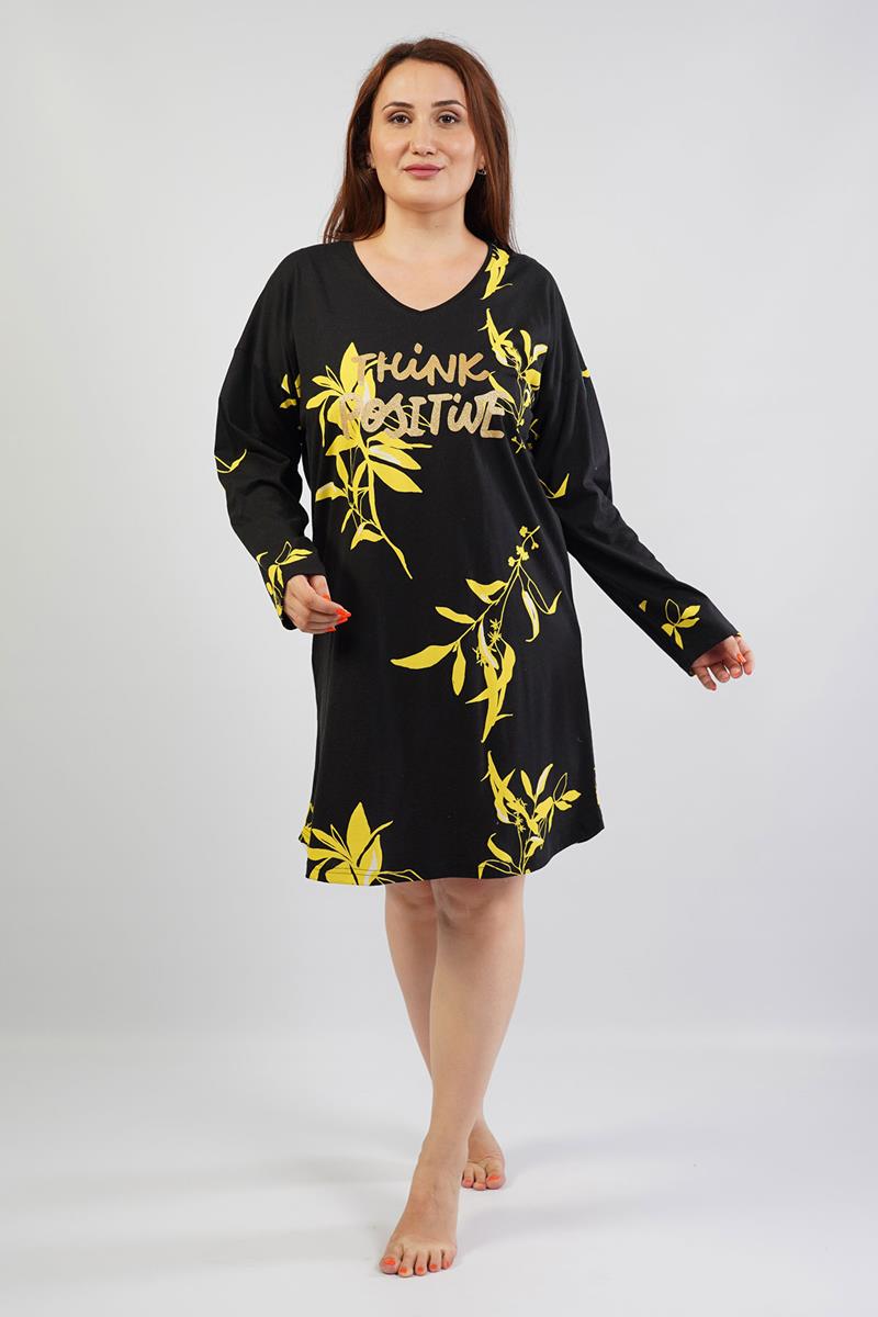 Woman Big Size Yellow Flower Tunic