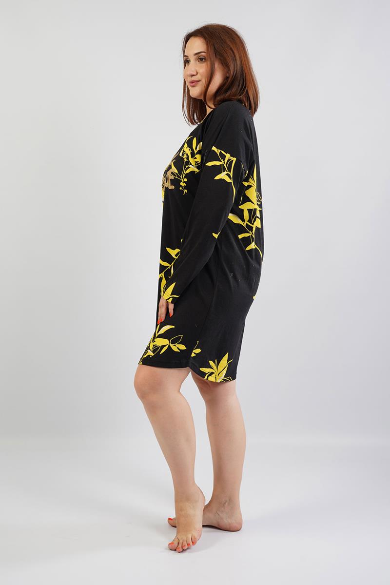 Woman Big Size Yellow Flower Tunic