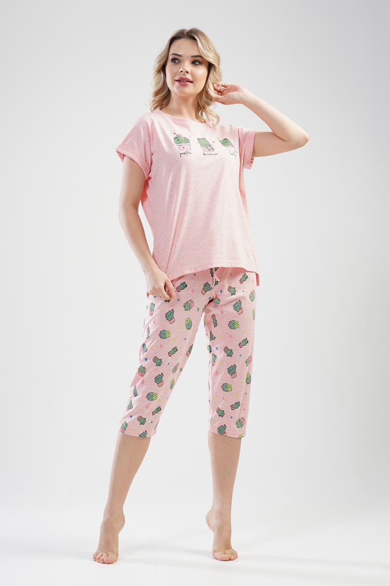 Woman Cactus Pattern Capri Set