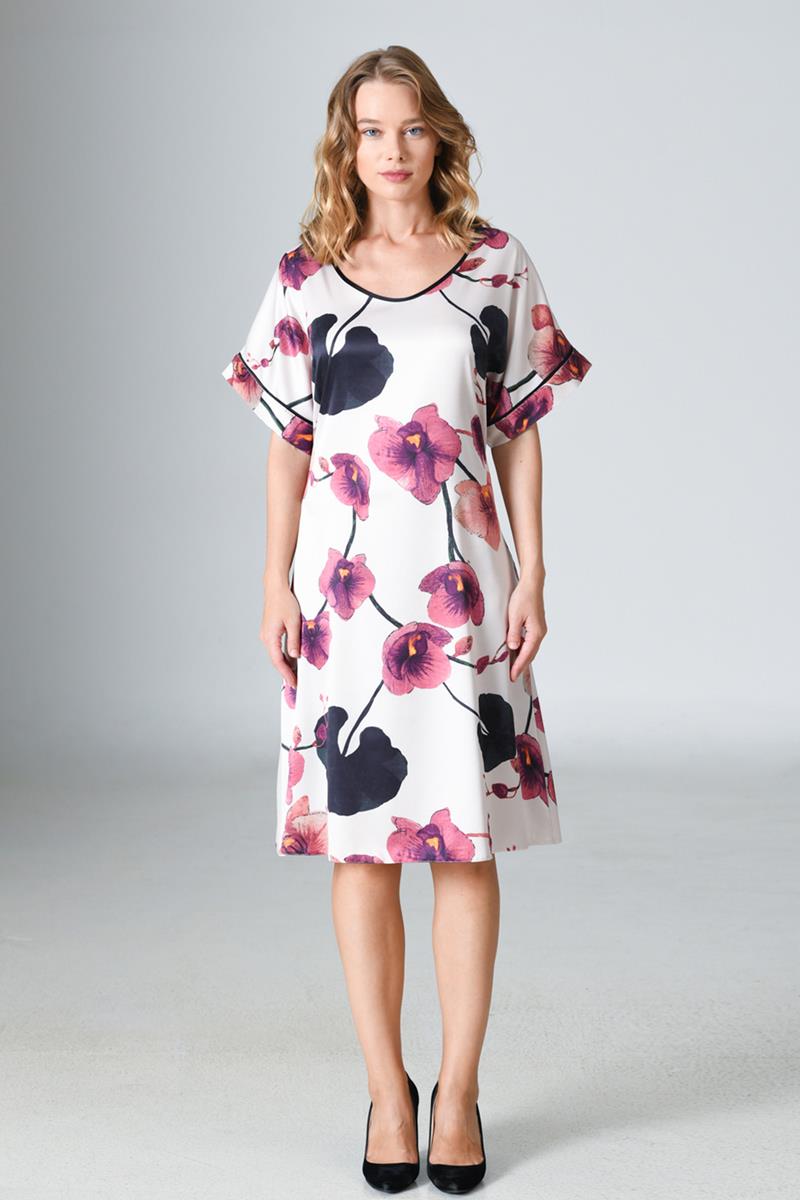 Woman Satin Big Size Floral Dress