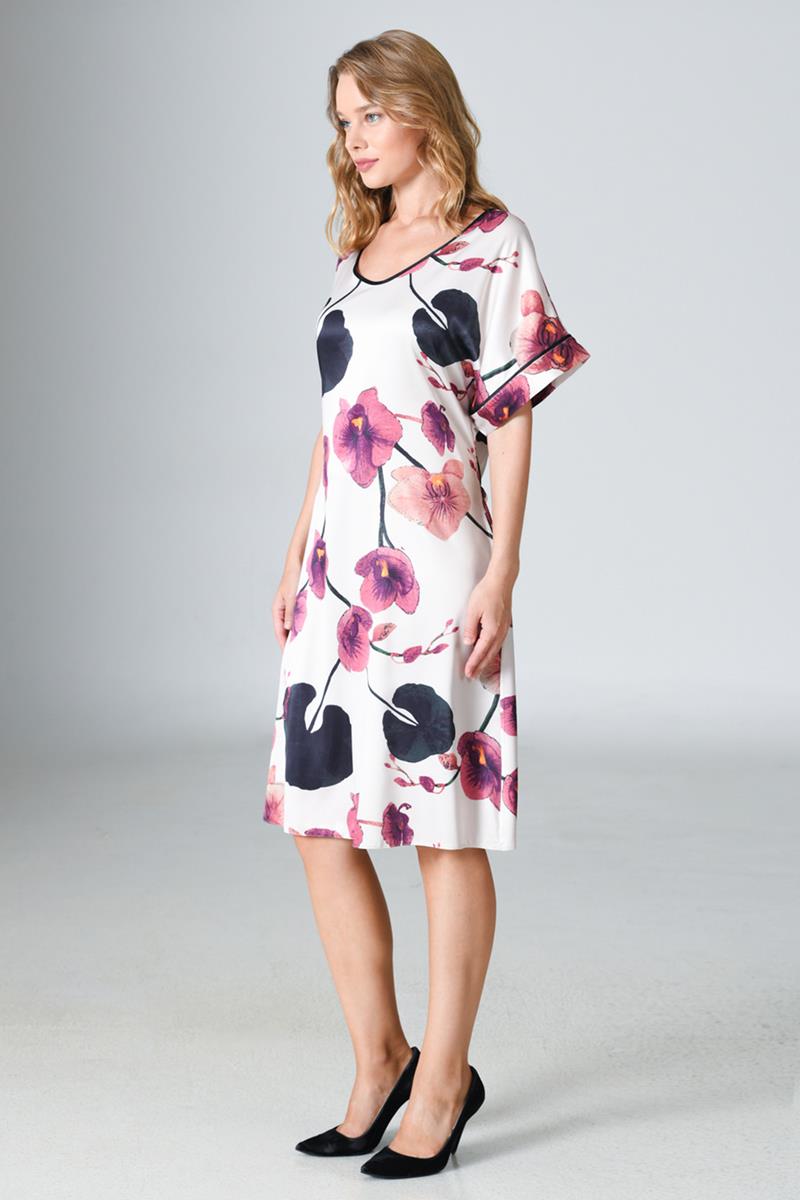 Woman Satin Big Size Floral Dress